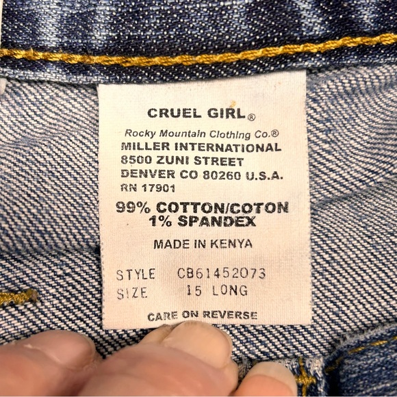 Cruel Girl Straight Leg Blue Jeans with Authentic Denim Texture - Picture 9 of 10